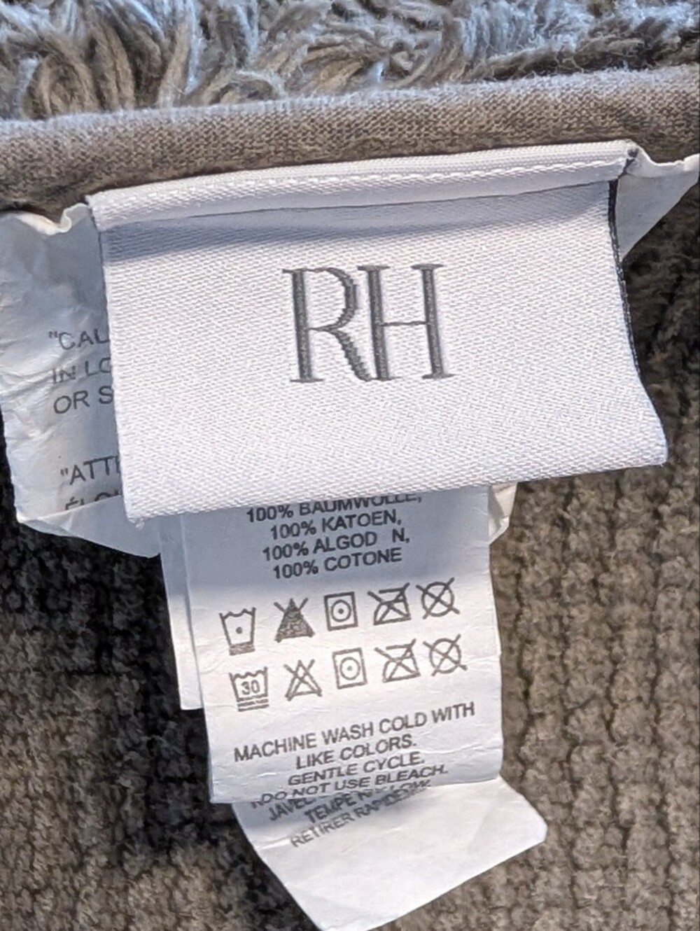 RH RESTORATION HARDWARE ribbed cotton bath math graphite - Picture 7 of 7